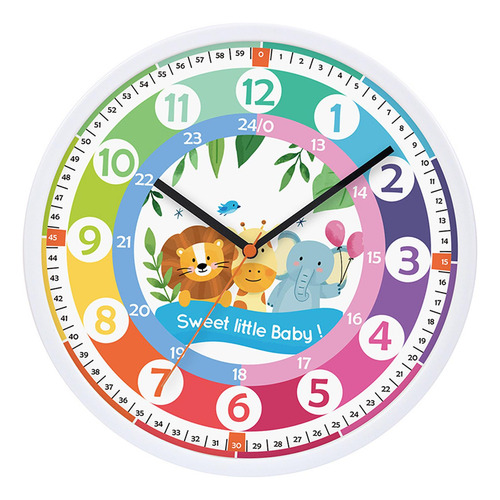 Relógio Analógico De 25cm Para Crianças Contando Animais