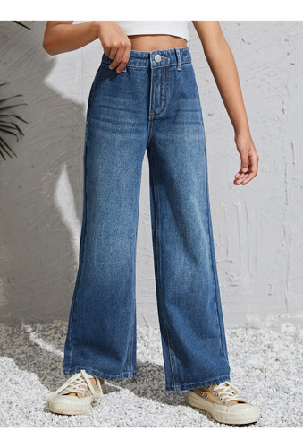 Niñas Jeans De Talle Alto De Pierna Ancha