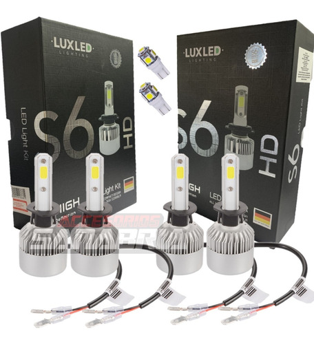 Combo 2 Kit Cree Led S6 Alta Baja H1 + T10 Fiat Siena Palio