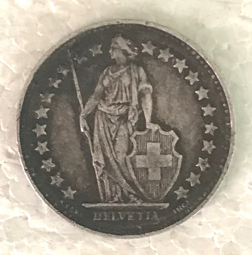 * Suiza 1/2 Franco De Plata 835. Año 1943. Km# 23 (Usado)