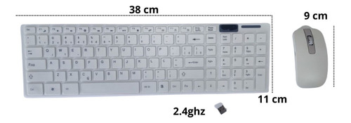 Combo Teclado E Mouse Sem Fio Usb 2.4 Ghz - Ley-171 Cor do mouse Branco Cor do teclado Branco