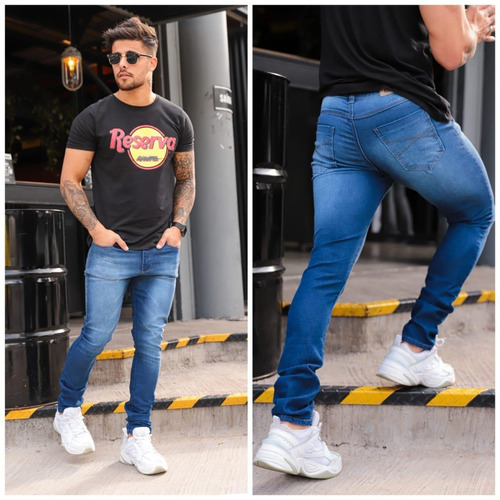 Kit 3 Calças Masculina Jeans Sarja Elastano Skinny Barato