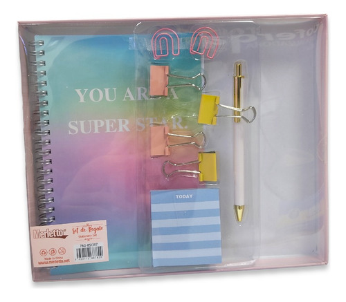 Set De Regalo Agenda Boligrafo Note Pad Ganchos En Estuche