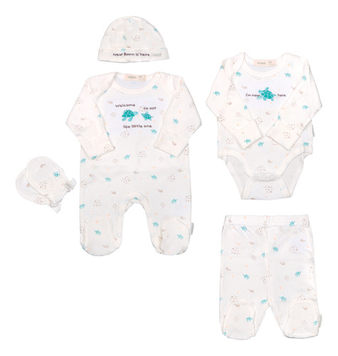 Conjunto Ajuar Welcome 6 Piezas Unisex Algodón Infanti T25