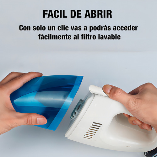 Aspiradora De Mano Auto 12v Portatil Ligera Premium Color Blanco Y Azul