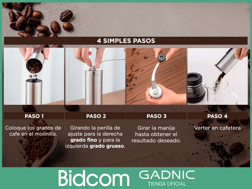 Imagen 6 de 10 de Molinillo Manual Portatil Ideal Para Cafe Cereales Garbanzos