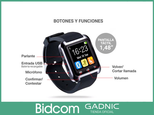 Imagen 7 de 9 de Smart Watch Inteligente Cuotas Android Bluetooth U8 Celular