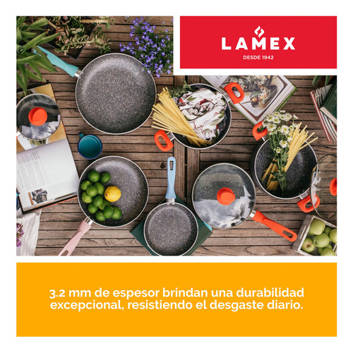 Batería Stone 360° Lamex 7 Piezas Con Antiadherente Stone Color Gris