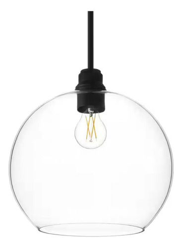 Lampara De Techo Colgante Moderna De 1 Luz 12'' De Vidrio Estructura Negro