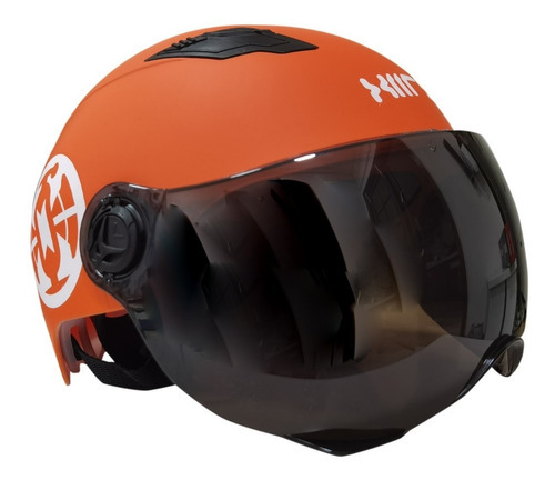 Set Casco Abierto Abatible Motociclista Doble Gafas Visor Color Naranja Diseño N/A Tamaño del casco Unitalla