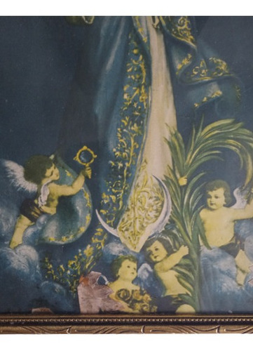 Antiguo Cuadro Virgen Inmaculada Concepción Marco Pandeoro (Usado)