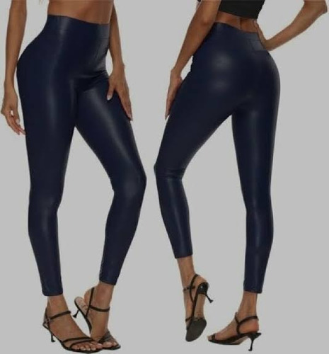 Leggins Vinipiel Afelpado Azul Para Mujer Unitalla Stretch