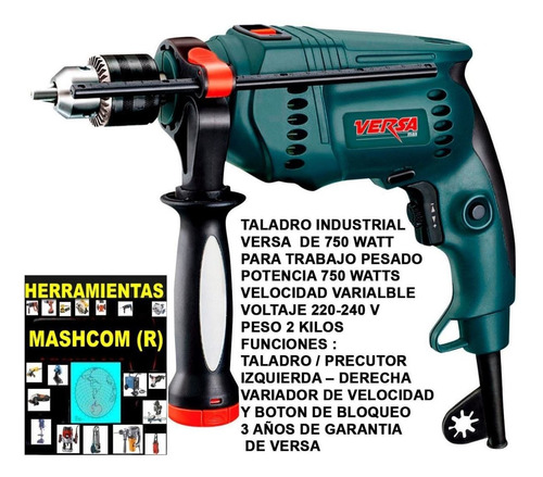 Maquina De Agujerear / Taladro  Marca Versa De 13 Mm.- 750 W