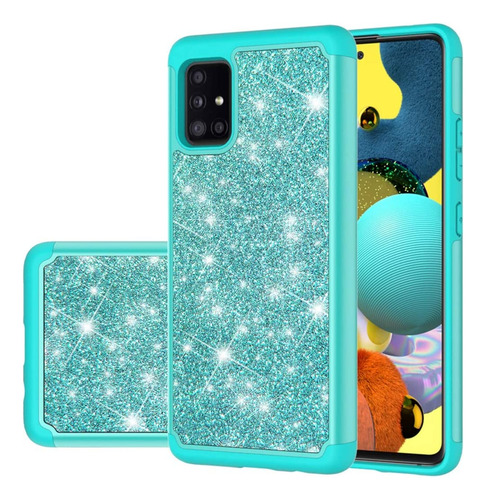 Funda Brillos Verde Menta Doble Capa Para Galaxy A52