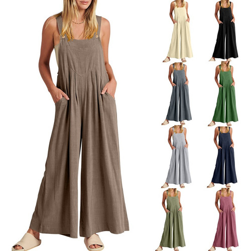Monos Plus Con Overoles Para Mujer, Talla Ancha, Sin Mangas