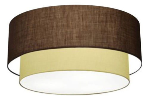 Plafon Duplo Cilíndrico Vivare Md-3062 Cúpula Em Tec 45x40cm Estrutura Café / Bege