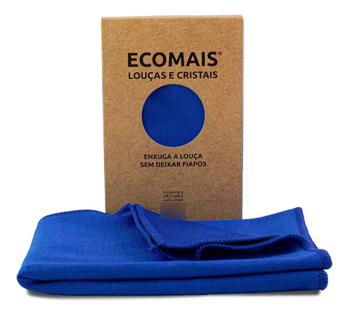 Ecomais Louças E Cristais Pano Para Limpeza E Enxuga 40x60cm Cor Pano Ecomais Akora Azul