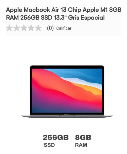 Macbook Air M1 2020 Gris Espacial 13.3 , Apple M1  8gb