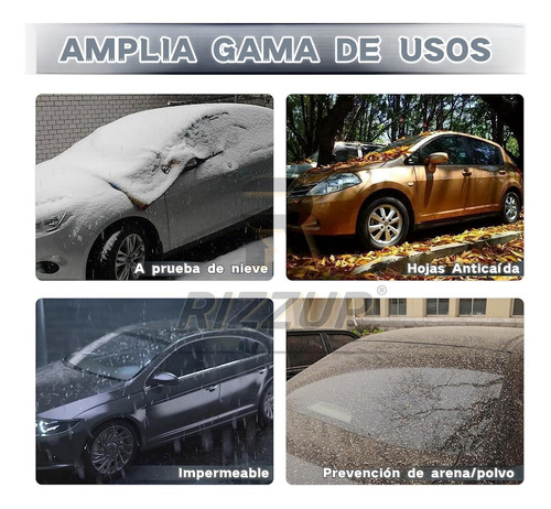 Rizzup® funda 5.3m protector universal para carro anti polvo sol viento lluvia impermeable plateado