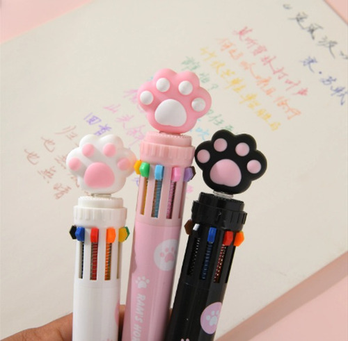 Pack 3 Lápiz Multicolor 10 Colores Diseños Variados Kawaii