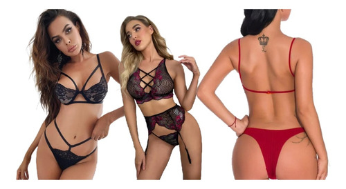 Sorpresa Sexy Kit De Lenceria Bikini 3 Piezas Mediano