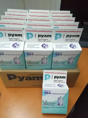 Pastillas Potabilizadoras De Agua Pyam 5 Litros 50 Unidades