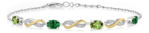 925 Plata Y Oro Amarillo De 10 Quilates Peridoto Verde Cread