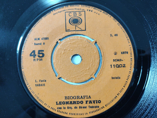 Vinilo Single De Leonardo Favio Biografía (119c (Usado)