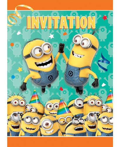 Minions De La Película Despicable Me, Invitaciones, Talla Ún