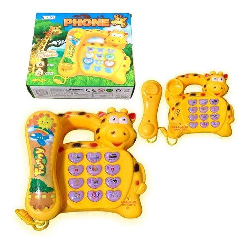 Telefone Musical Educativo Bebê Brinquedo Teclado Infantil Cor Girafa