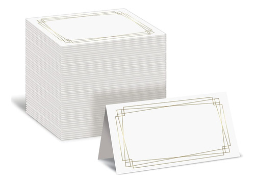Tarjetas De 100 Paquetes, 2 X 3.5 In, Blanco Con Borde Geomé