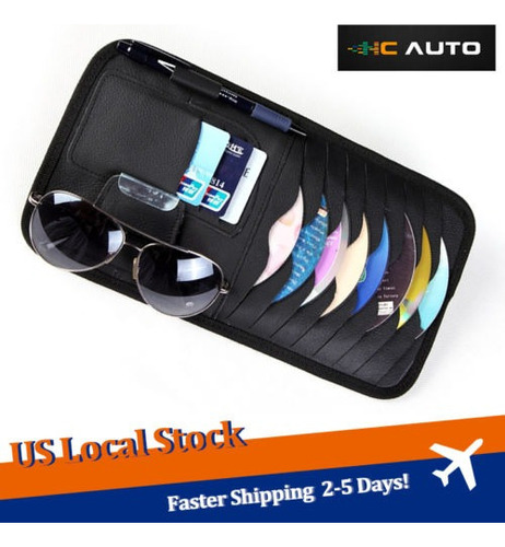Coche Negro Visera Pu Bolso Sombrilla Cd Disco Almacenamient