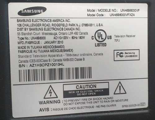 Televisor Samsung Led 3d 46 Pulgadas Serie 6000 Ultra Plano (Usado)