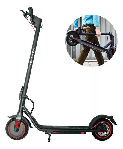 Patinete Scooter Elétrico Tomate Dobrável Até 25km/h C/ Nf-e Cor Preto