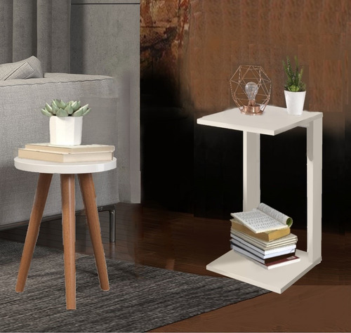 Mesas Redonda De Cabeceira Canto Madeira Off White Off White