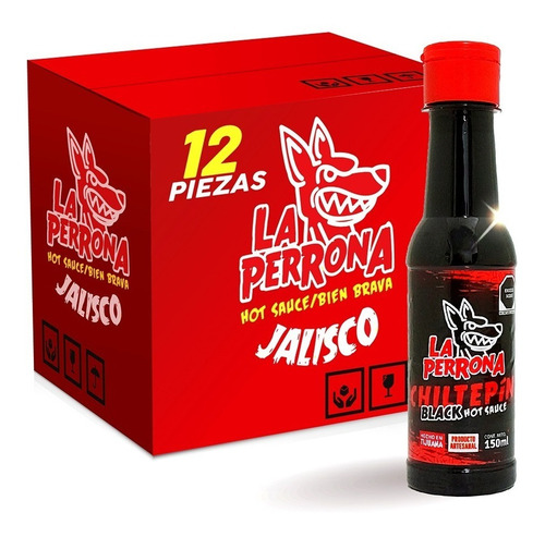 Caja Salsa La Perrona Black Hot Sauce  150ml