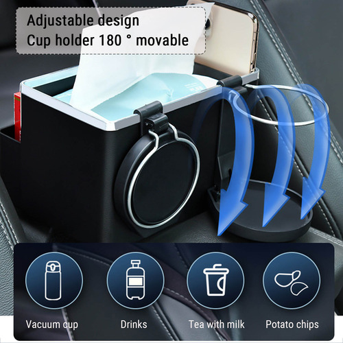 Caja De Almacenamiento H Para Reposabrazos De Coche, Taza De