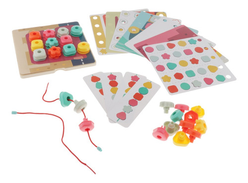 Montessori Toy Threading Blocks Shape Color Match Con 11 