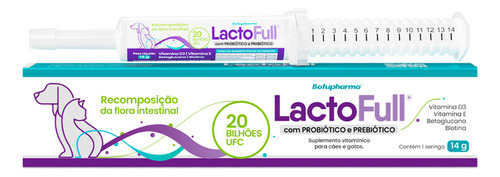 Lactofull Probiótico Prebiótico Cães E Gatos Botupharma 14g