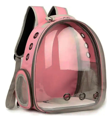 Mochila transportadora para perros y gatos con vista panorámica, color rosa Ride