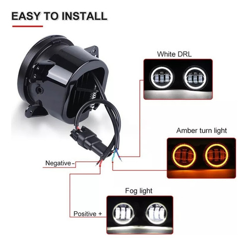 Par De 4 Faros Antiniebla Led Universales Jeep Wrangler D