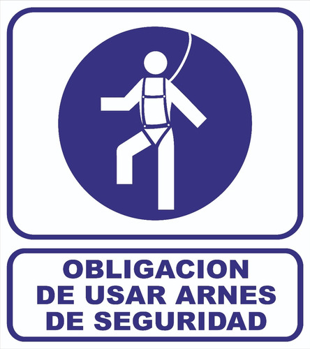 Cartel Obligacion De Usar Arnes De Seguridad 22x28 Cm