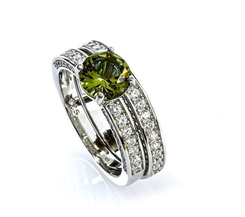Doble Anillo De Compromiso Corte Redondo Zultanita