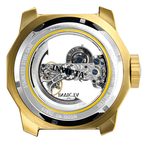 Pulseira de relógio masculina automática Invicta 25625 Russian Diver, cor dourada/preta