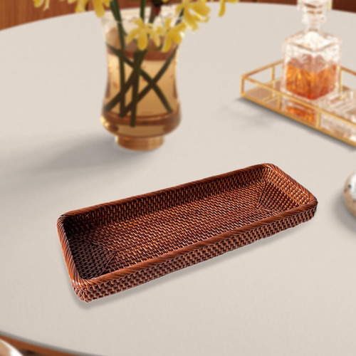 Cesta De Vime Bandeja Decorativa Portátil Rústica Grande