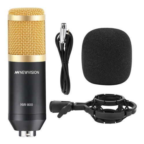 Micrófono Newvision NW-800 condensador cardioide negro/dorado