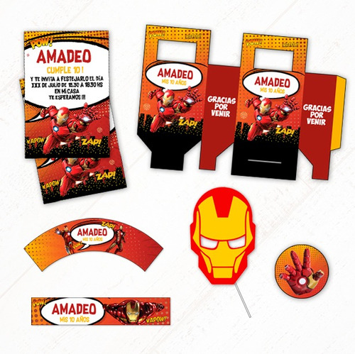Iron Man Kit #2 + Props De Regalo ** Textos Editables **