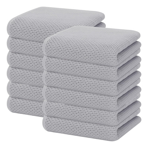 Toalla De Cocina 100% Algodón Tejido Gofre 28x13 Cm Gris Cla