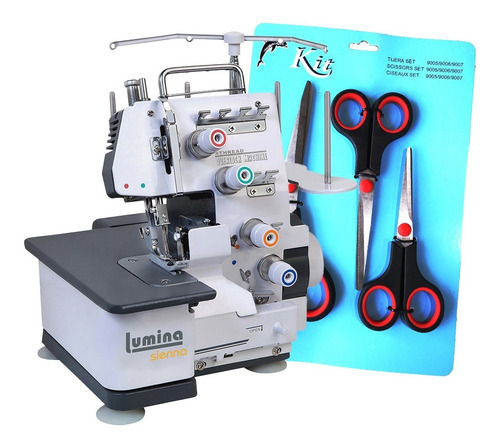 Imagen 3 de 10 de Overlock Semi Industrial 4 Hilos + Kit 3 Tijeras Metálica!!
