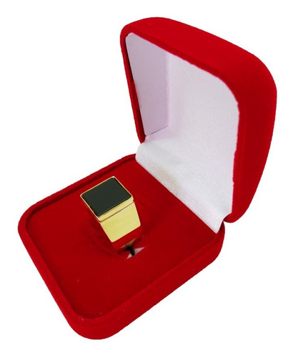 Anel Comendador Em Ouro 18kl/750 Com Pedra Onix Natural